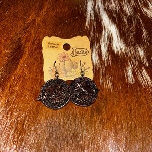 Justin Boots Brown Leather Earrings